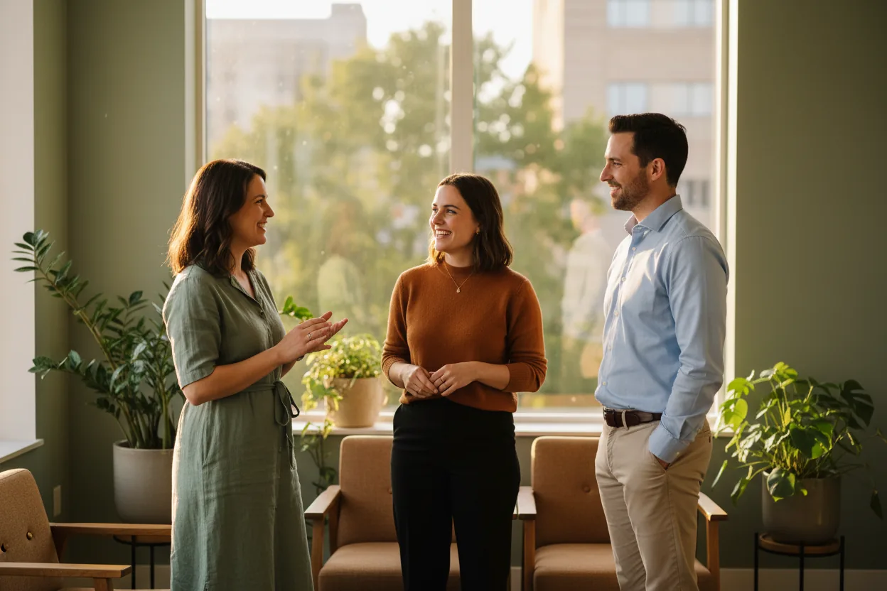 A calming, professional telehealth psychiatry setting